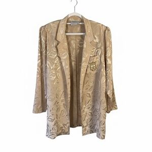 Vintage 80s Farouche By Lori Weidner Gold Brocade Blazer Size 15 M L Retro